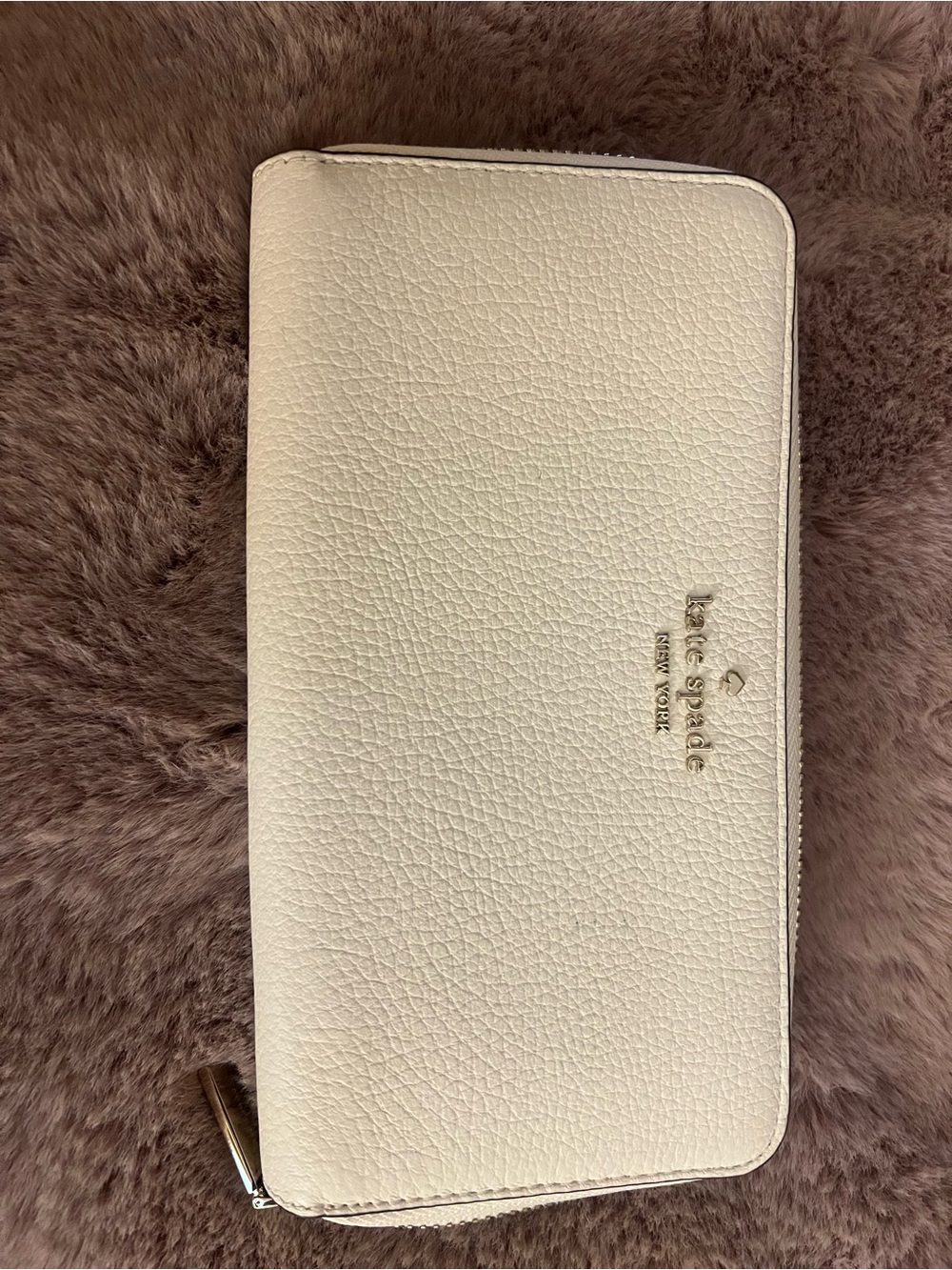 kate spade cream leather zip-around continental wallet